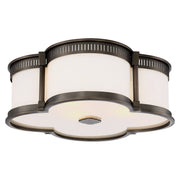 16" Etched Glass LED Drum Flush Mount in Harvard Court Bronze