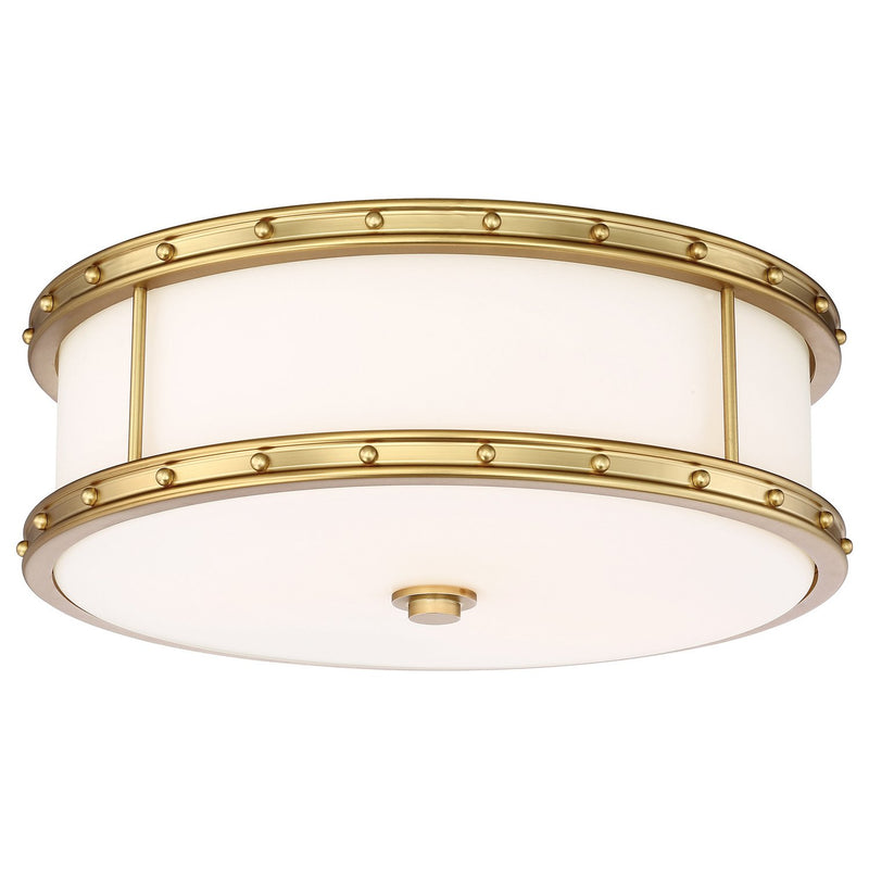 15.5" Etched Opal LED Drum Flush Mount in Liberty Gold