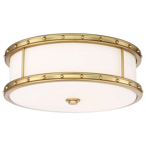 15.5" Etched Opal LED Drum Flush Mount in Liberty Gold