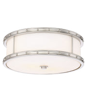 15.5" Etched Opal LED Drum Flush Mount in Brush Nickel
