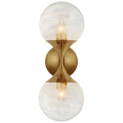 Cristol Small Double 2-Light Wall Sconce in Hand-Rubbed Antique Brass
