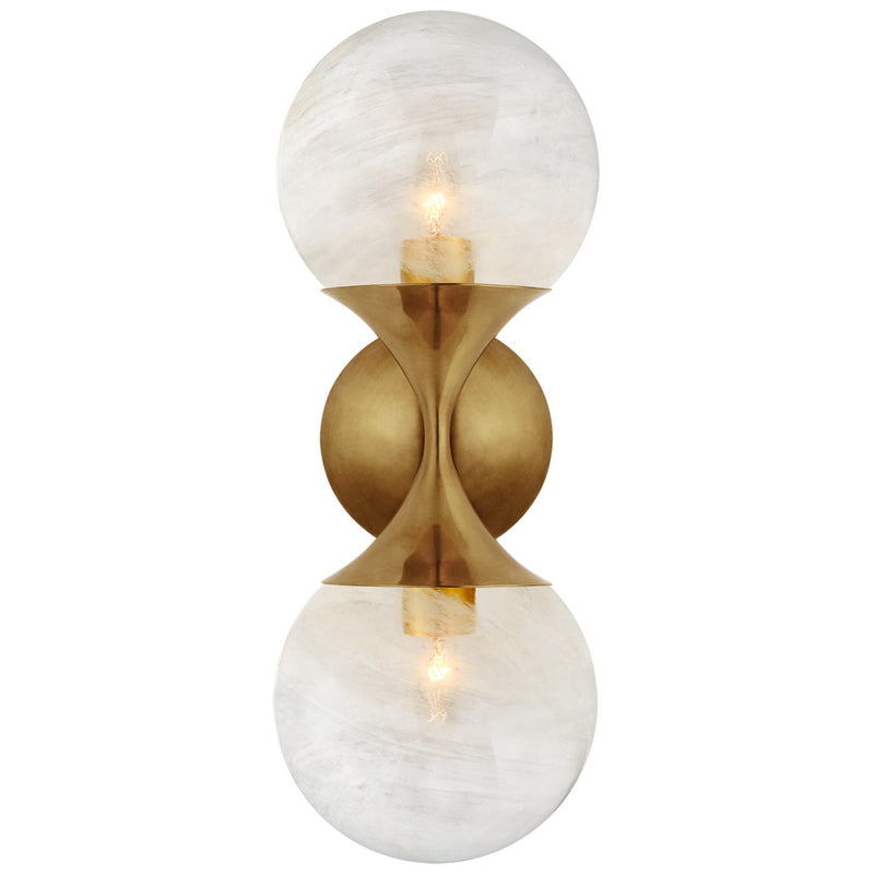 Cristol Small Double 2-Light Wall Sconce in Hand-Rubbed Antique Brass