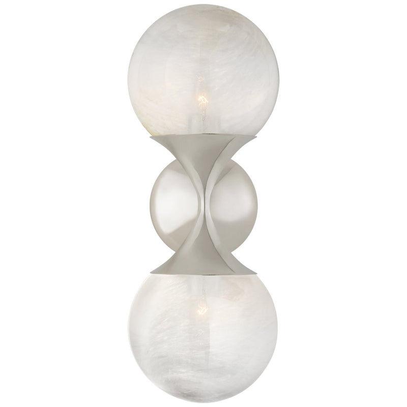Cristol Small Double 2-Light Wall Sconce in Polished Nickel