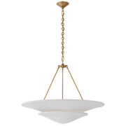 Mollino Six Light Chandelier in Hand-Rubbed Antique Brass