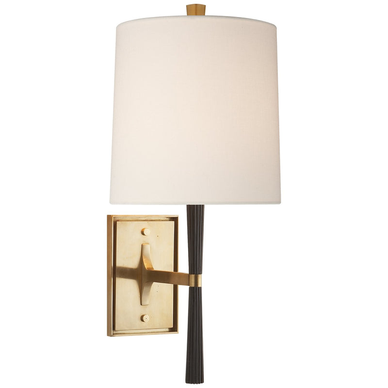Refined Rib Wall Sconce in Ebony Resin and Brass