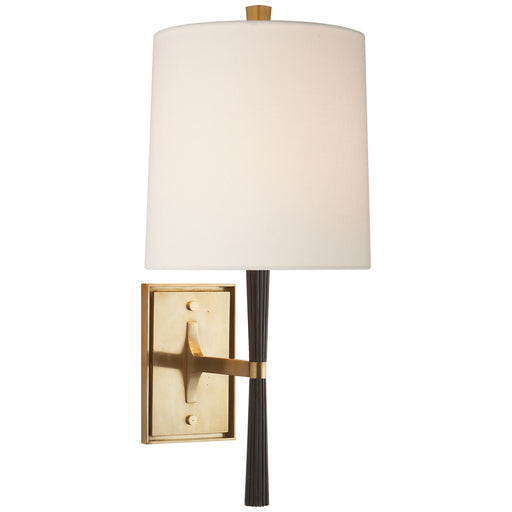 Refined Rib One Light Wall Sconce in Ebony Resin and Brass