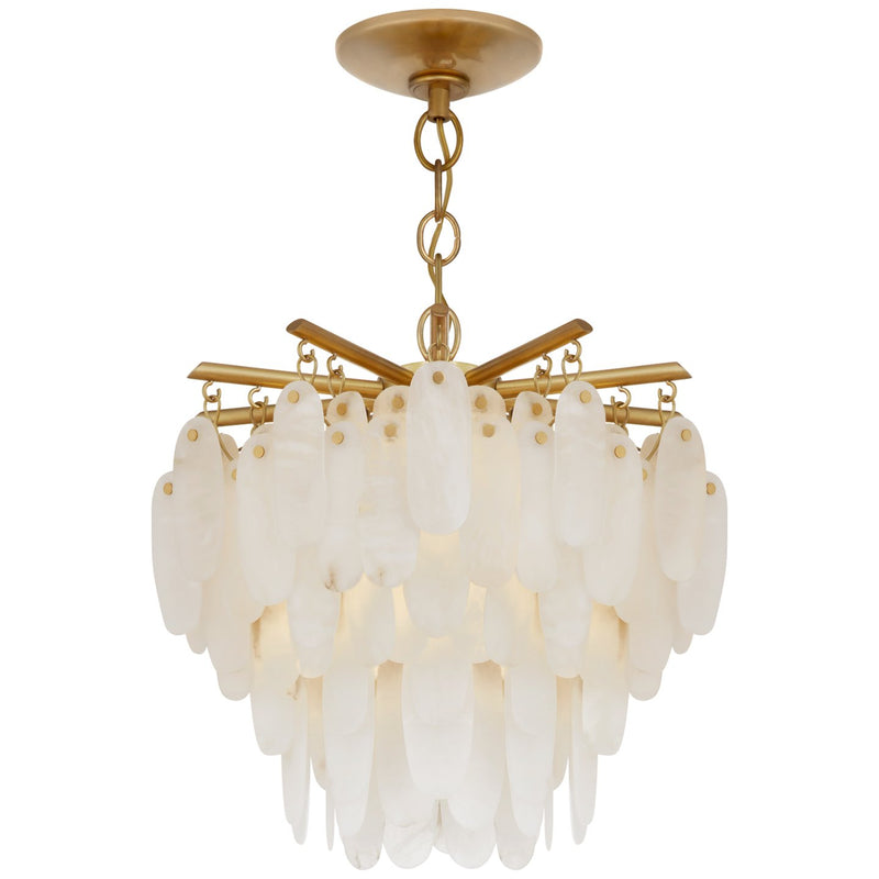 Cora Medium Alabaster 5-Light Semi-Flush Mount in Antique-Burnished Brass