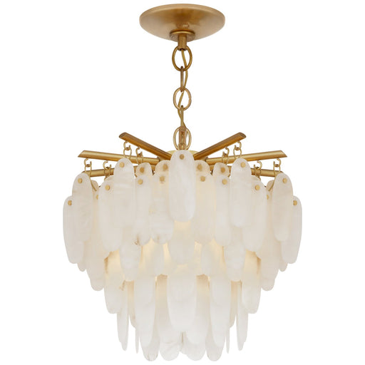 Cora Medium Alabaster 5-Light Semi-Flush Mount in Antique-Burnished Brass