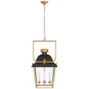 Coventry Four Light Lantern in Matte Black and Antique-Burnished Brass