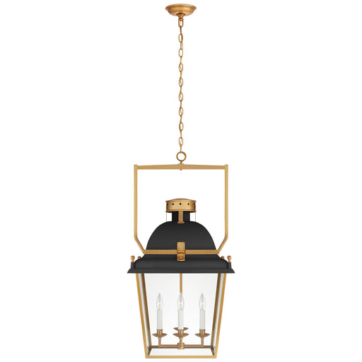 Coventry Four Light Lantern in Matte Black and Antique-Burnished Brass