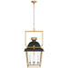Coventry Four Light Lantern in Matte Black and Antique-Burnished Brass