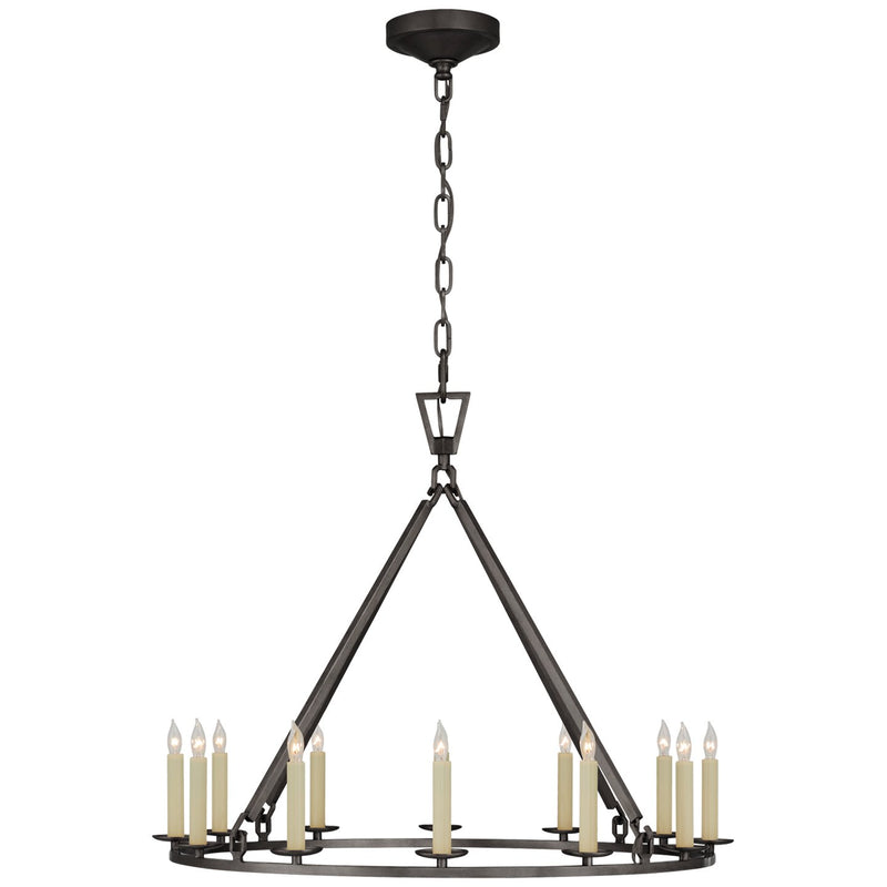 Darlana Medium Single Ring 12-Light Chandelier in Aged Iron