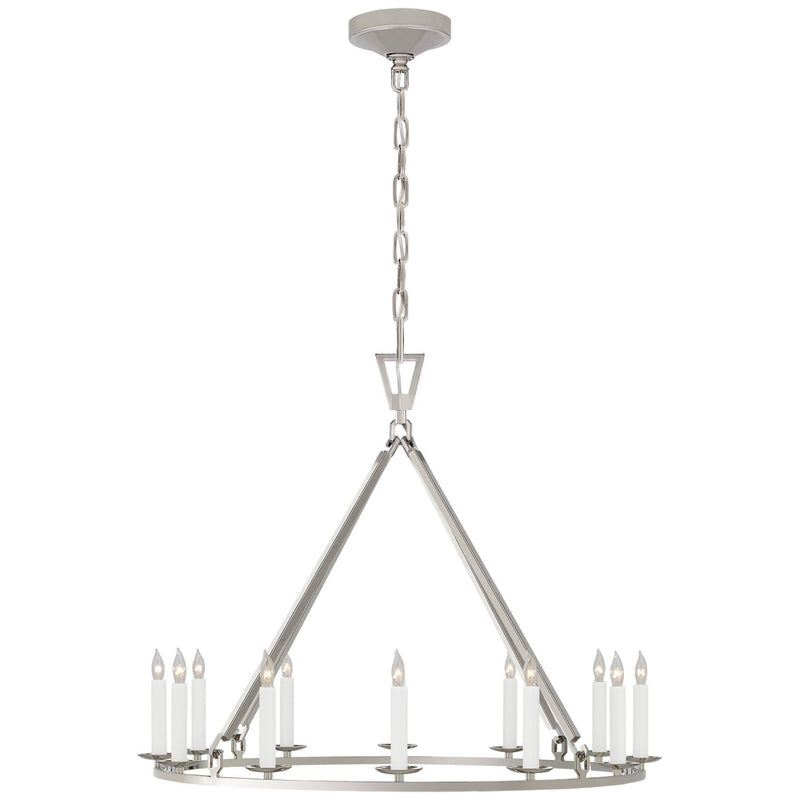 Darlana Medium Single Ring 12-Light Chandelier in Polished Nickel