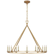 Darlana Large Single Ring 12-Light Chandelier in Antique-Burnished Brass