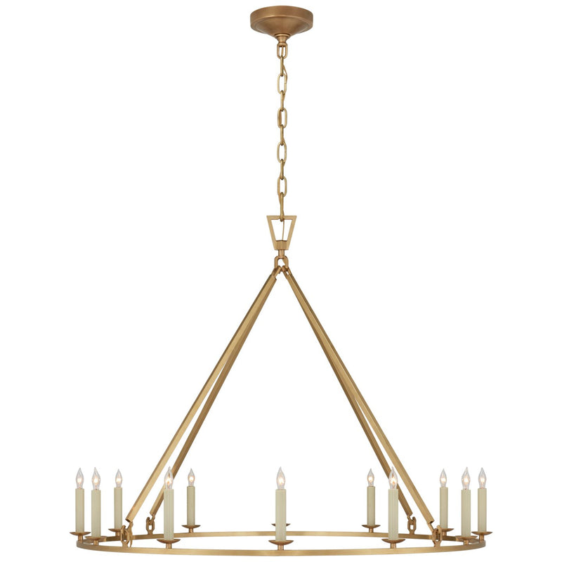 Darlana Large Single Ring 12-Light Chandelier in Antique-Burnished Brass