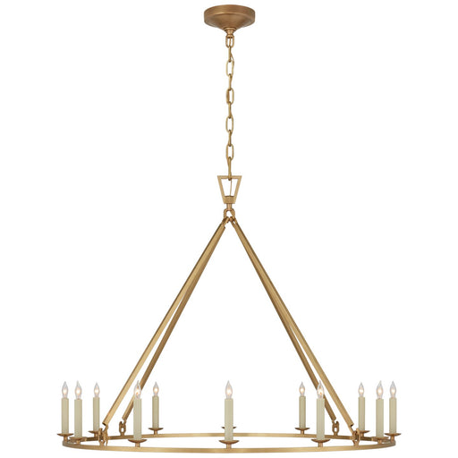 Darlana Large Single Ring 12-Light Chandelier in Antique-Burnished Brass