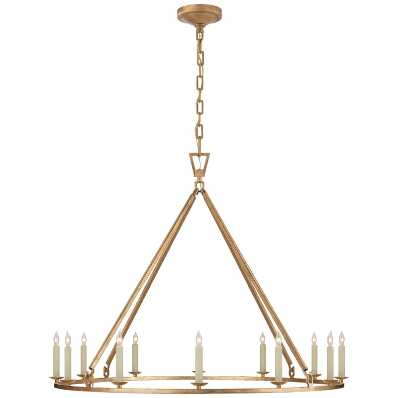 Darlana Large Single Ring 12-Light Chandelier in Gilded Iron