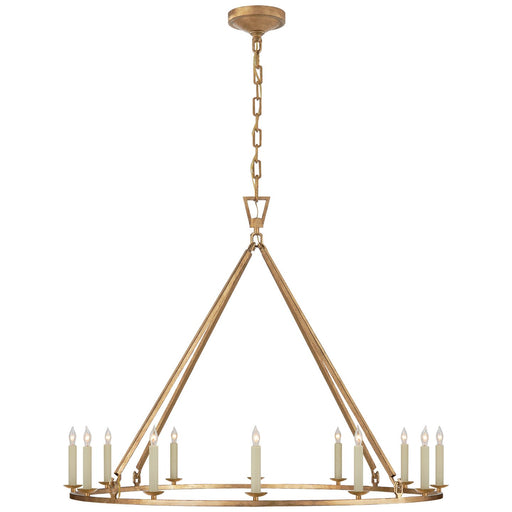 Darlana Large Single Ring 12-Light Chandelier in Gilded Iron