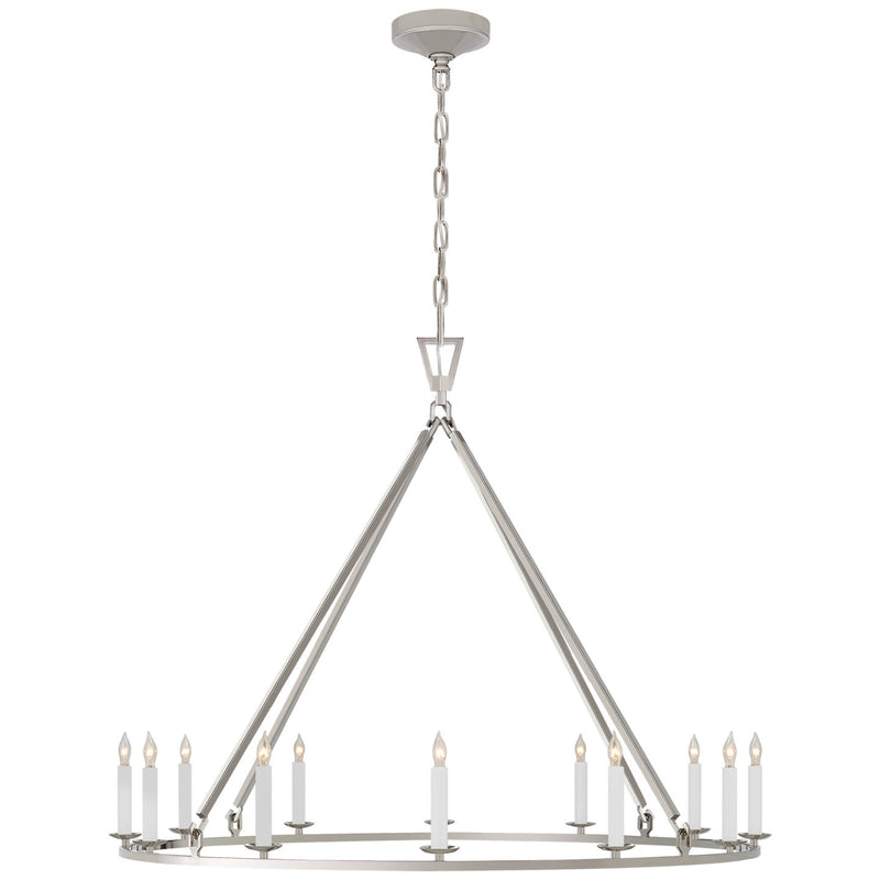 Darlana Large Single Ring 12-Light Chandelier in Polished Nickel