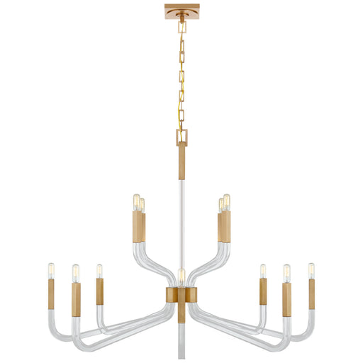 Reagan 12 Light Chandelier in Antique-Burnished Brass and Crystal
