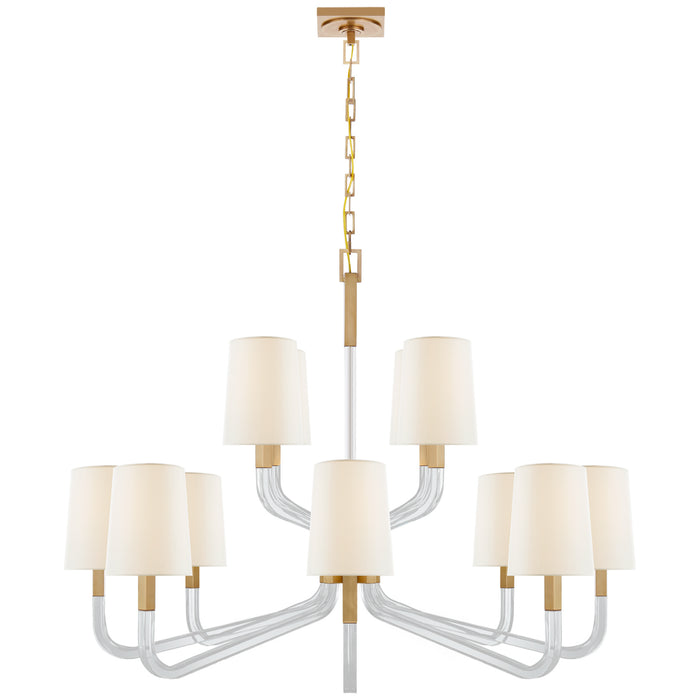 Reagan 12 Light Chandelier in Antique-Burnished Brass and Crystal