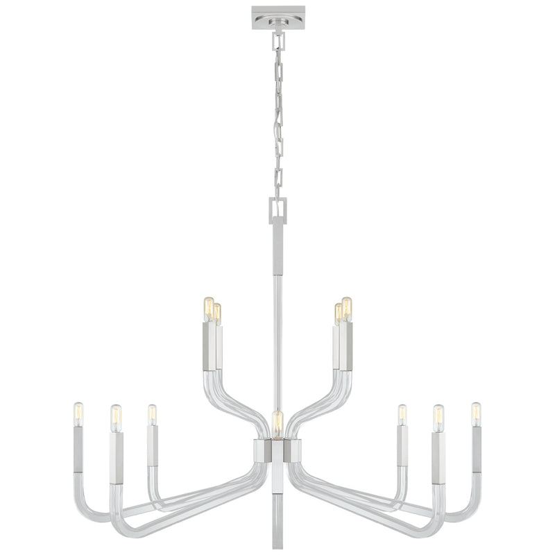 Reagan 12 Light Chandelier in Polished Nickel and Crystal