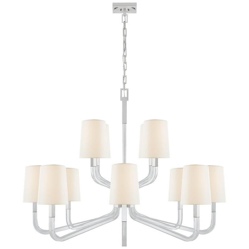Reagan 12 Light Chandelier in Polished Nickel and Crystal