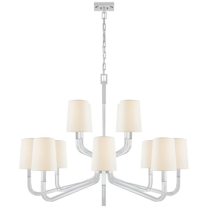 Reagan 12 Light Chandelier in Polished Nickel and Crystal