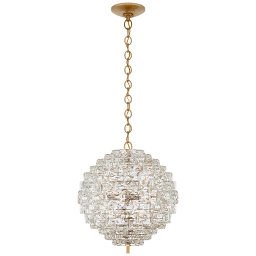 Karina Six Light Chandelier in Antique-Burnished Brass and Crystal