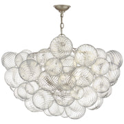 Talia Eight Light Chandelier in Burnished Silver Leaf and Clear Swirled Glass