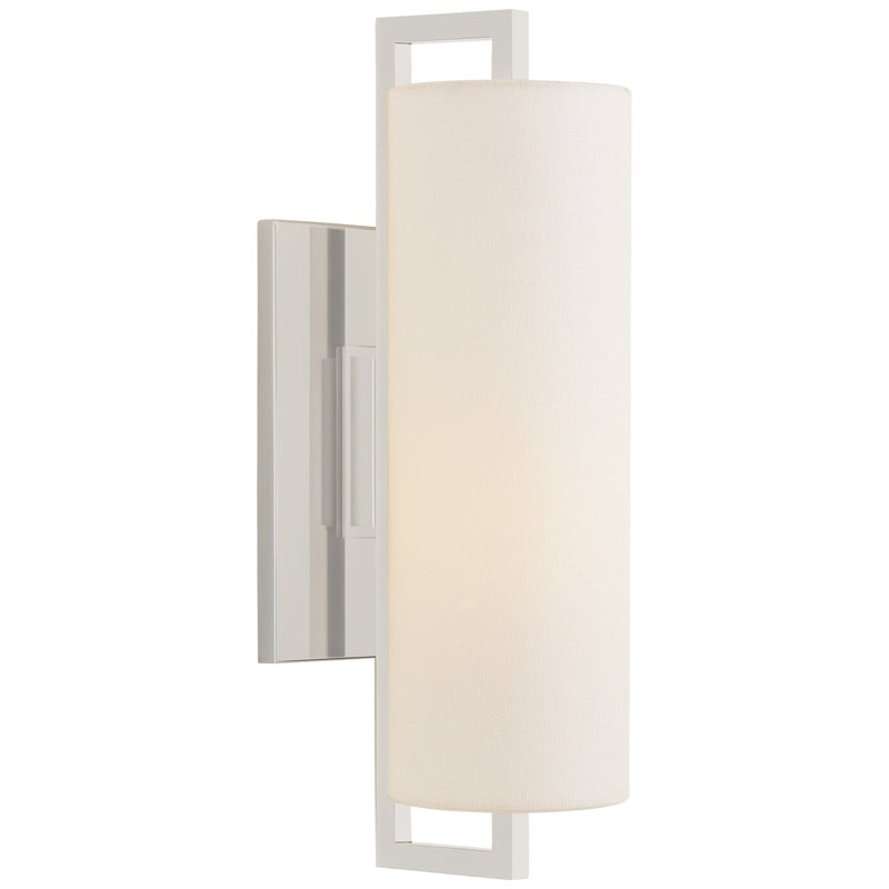 Bowen Medium Linen Shade Bath Sconce in Polished Nickel