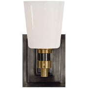 Bryant Single Bath Sconce in Bronze and Hand-Rubbed Antique Brass