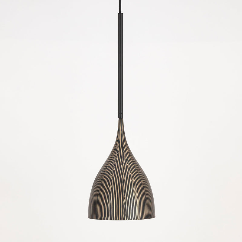 Fleur 1 Light Mini Pendant in Black / Gold