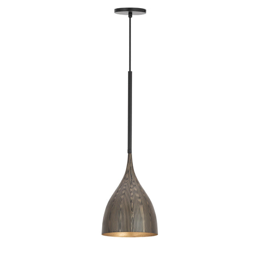Fleur 1 Light Mini Pendant in Black / Gold