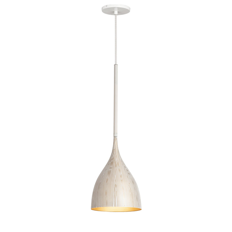Fleur 1 Light Mini Pendant in White / Gold