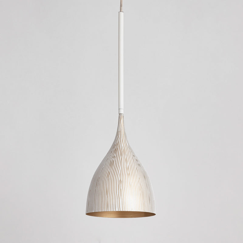 Fleur 1 Light Mini Pendant in White / Gold