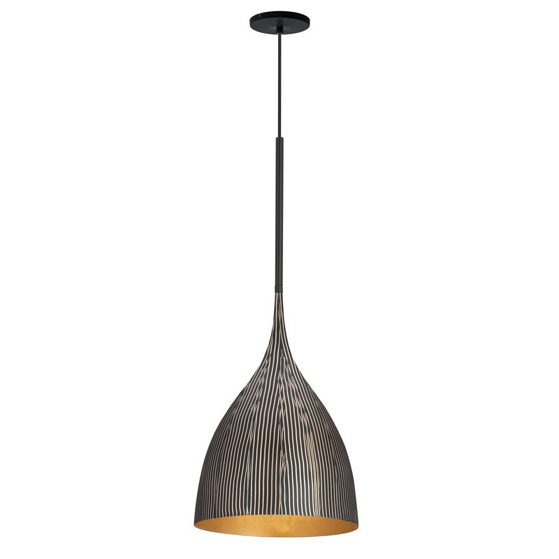 Fleur Small 1 Light Pendant in Black / Gold