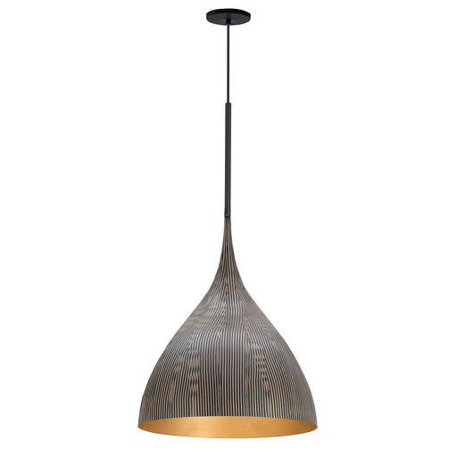 Fleur 1 Light Pendant in Black / Gold