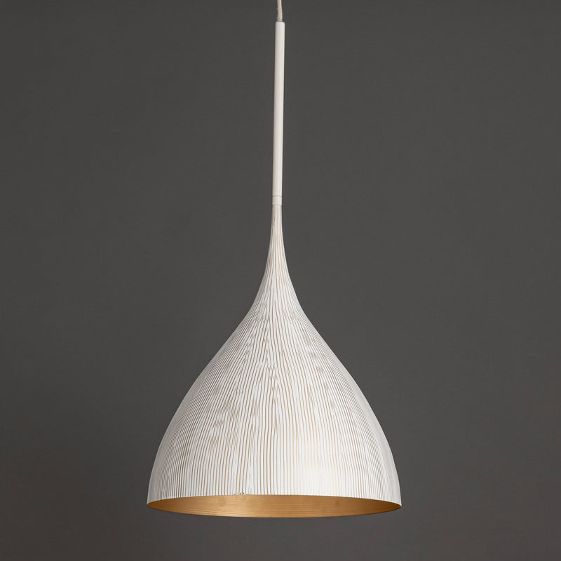 Fleur 1 Light Pendant in White / Gold