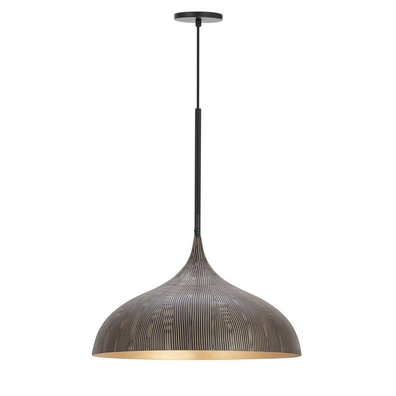 Fleur Large 1 Light Pendant in Black / Gold