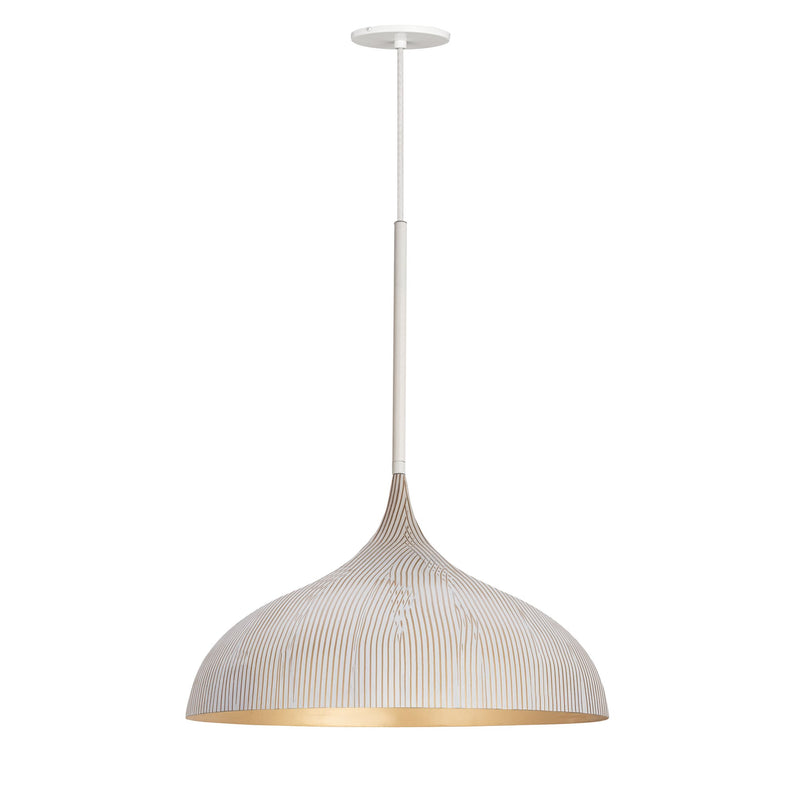 Fleur Large 1 Light Pendant in White / Gold