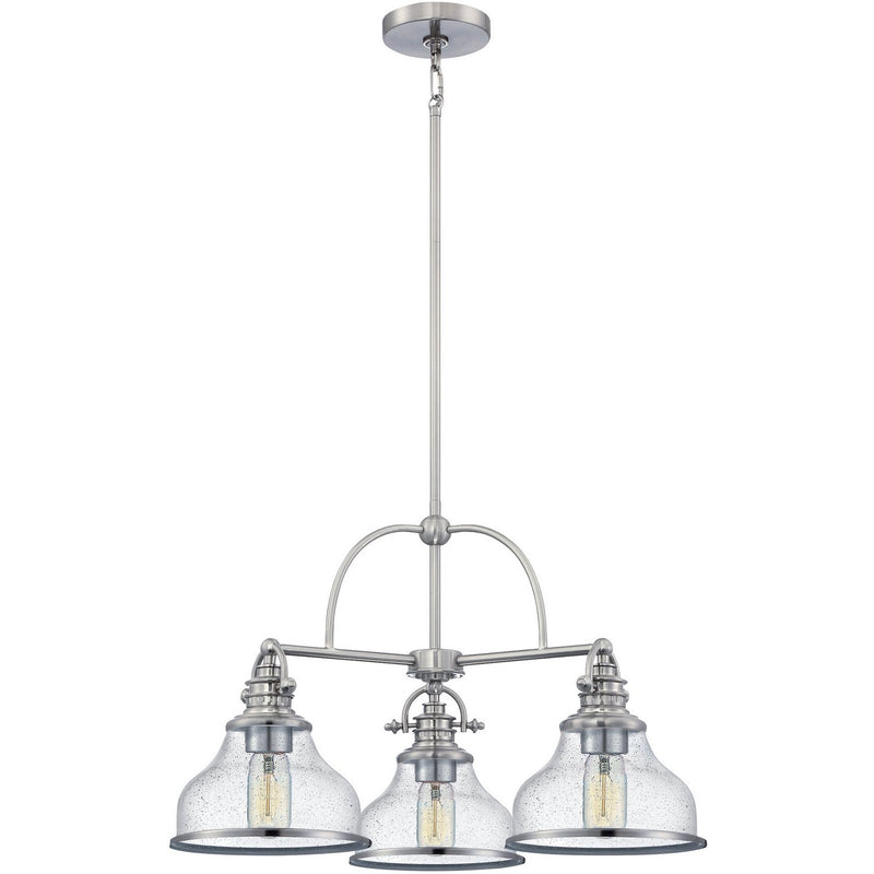 Grant 3-Light Seeded Glass Chandelier in Brushed Nickel
