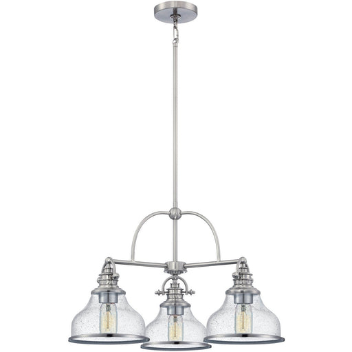 Grant 3-Light Seeded Glass Chandelier in Brushed Nickel
