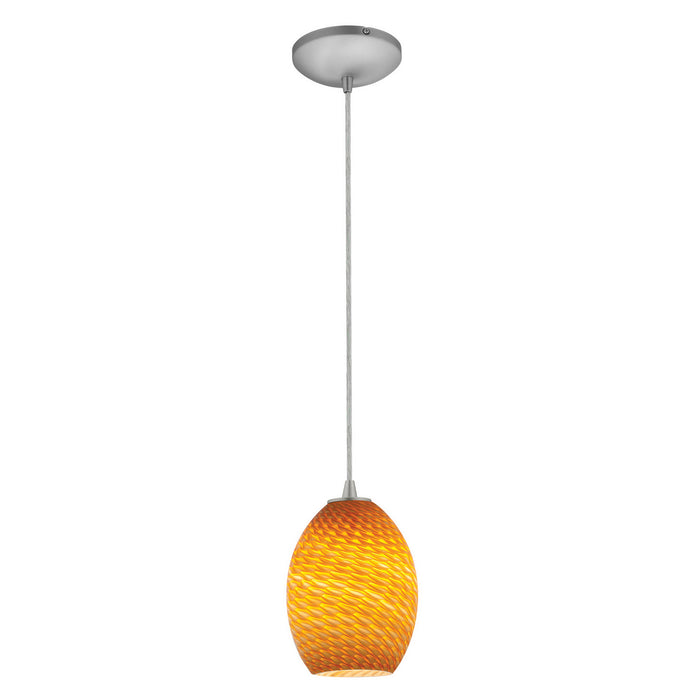 Brandy FireBird 1-Light Pendant in Brushed Steel Finish