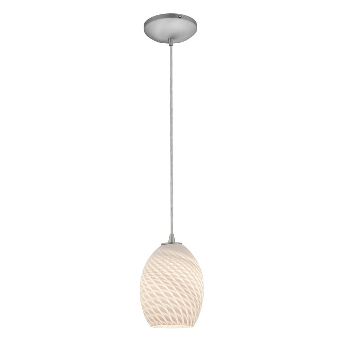Brandy FireBird 1-Light Pendant in Brushed Steel Finish