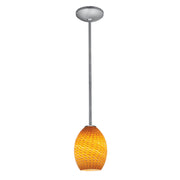 Brandy Firebird Stem Mini Pendant in Brushed Steel