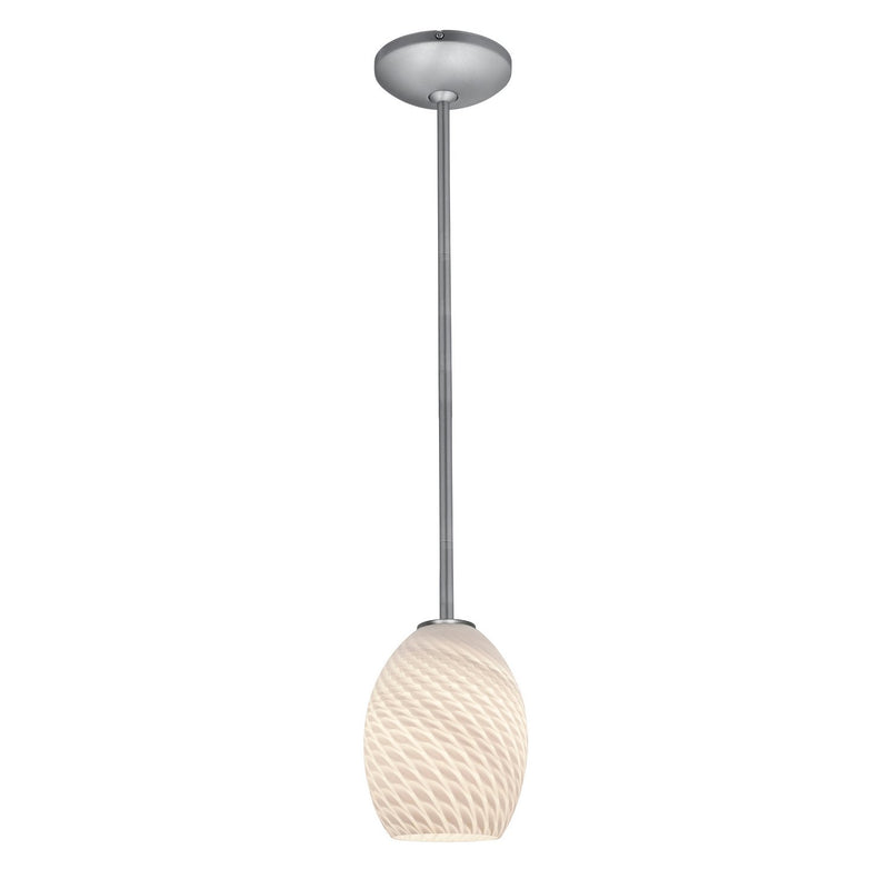Brandy Firebird Stem Mini Pendant in Brushed Steel