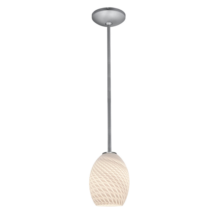 Brandy FireBird 1-Light Pendant in Brushed Steel Finish