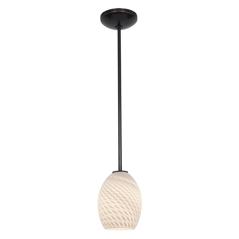 Brandy Firebird Stem Mini Pendant in Oil Rubbed Bronze