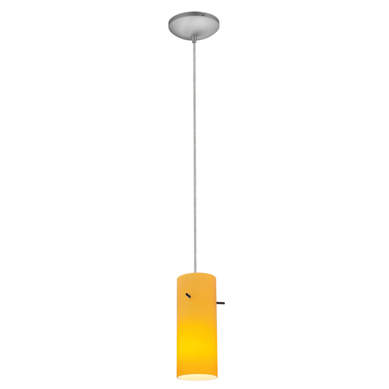 Cylinder 1-Light Pendant in Brushed Steel Finish